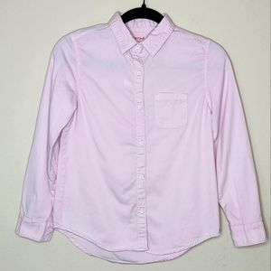 Cat & Jack Pink Long Sleeve 100% Cotton Button Down Shirt | Girls Size L 10/12